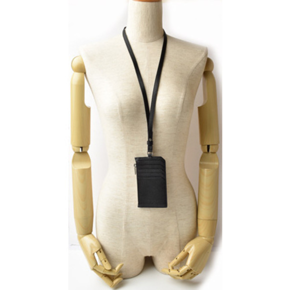 Saint Laurent Paris Coin Case Card Case Neck Strap Leather Black - Picture 8 of 8